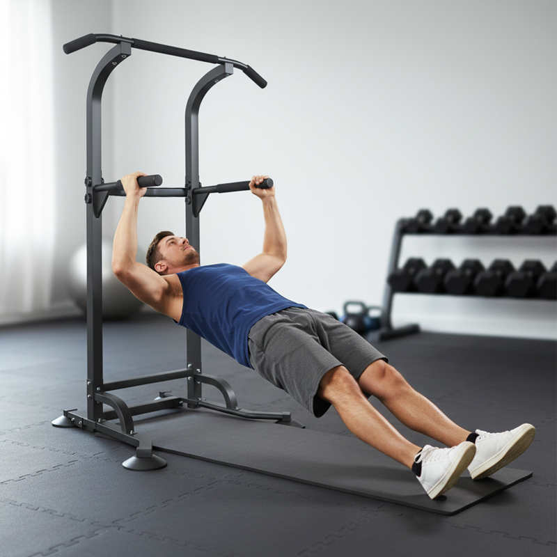 Load image into Gallery viewer, PORIYA Foldable Power Tower Chin Up Station Push Pull Up Bar Knee Raise Weight Dip Gym