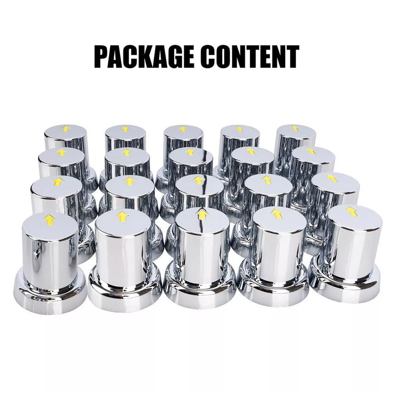 Load image into Gallery viewer, PORIYA Chrome 20PCS X 33mm Safety Arrow Chrome ABS Wheel Nut Covers Caps For Trucks Bus