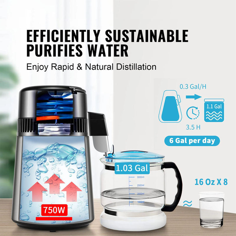 Load image into Gallery viewer, PORIYA 4L Stainless Steel Water Filter Distilled Pure Water Purifier Distiller