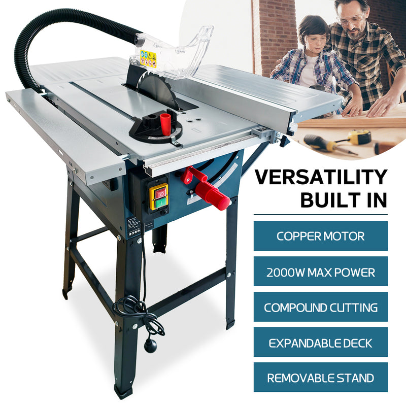 Load image into Gallery viewer, PORIYA Electric Table Saw 2000W 254mm Corded 10" Portable Bevel Adjustment