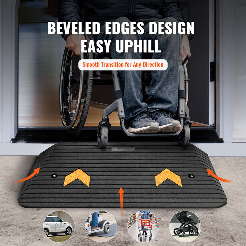 Load image into Gallery viewer, PORIYA Rubber Curb Ramp 90.2x45.7x7.6cm Heavy Duty Kerb Driveway Threshold Ramp 15 Ton