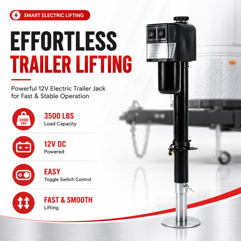 Load image into Gallery viewer, PORIYA HEAVY DUTY MOTORISED 12V ELECTRIC CARAVAN JACK TRAILER JOCKEY STAND 3500LBS