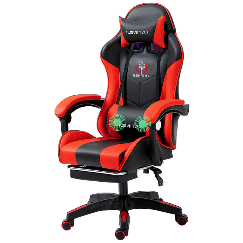 Load image into Gallery viewer, PORIYA Gaming Office Chairs 2-Points Massage Racing RGB LED Leather w/ Footrest
