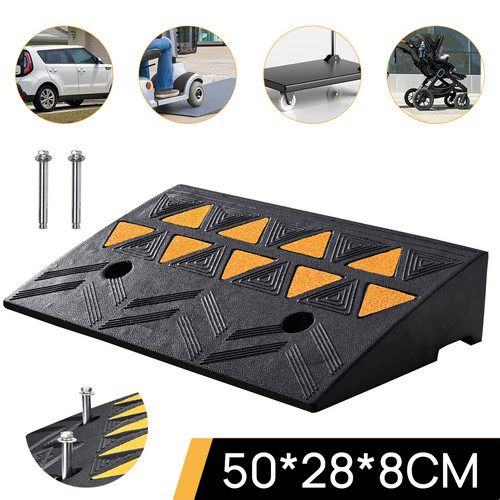 Load image into Gallery viewer, PORIYA Heavy Duty Rubber Curb Ramp Driveway Ramp for Curb 50x28x8cm 15 tons Capacity