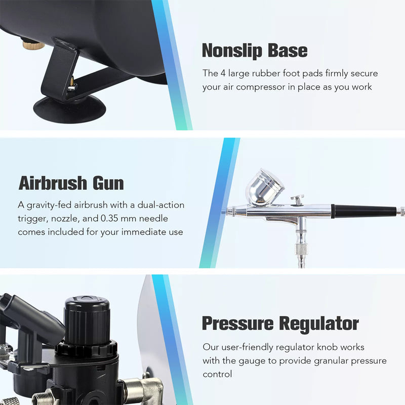 Load image into Gallery viewer, PORIYA Airbrush Compressor W/ 3L Air Tank Dual Action Paint Airbrush Spray Gun Nail Set