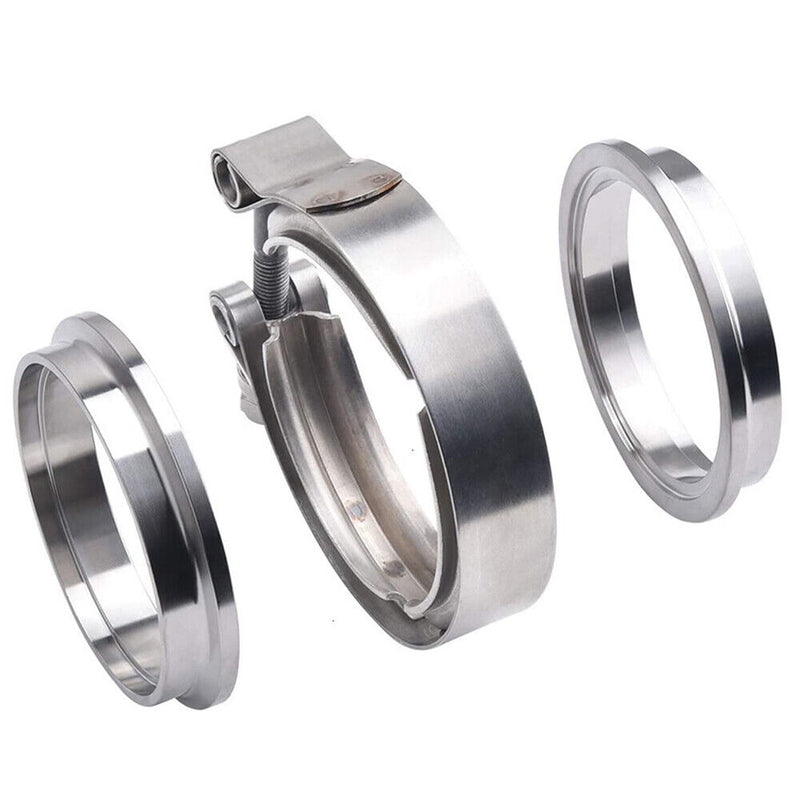 Load image into Gallery viewer, PORIYA 3" inch 76mm V-Band Vband Clamp Stainless Steel Flange Exhaust Pipe Tailpipe 2x