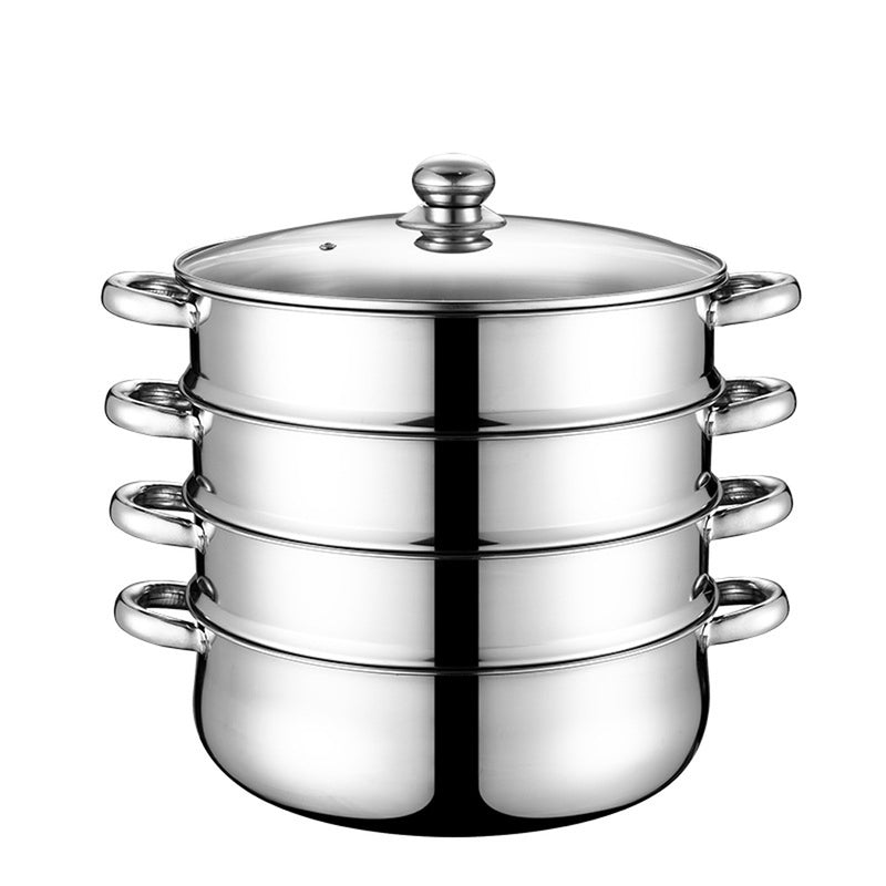 Load image into Gallery viewer, PORIYA 3/4 Tier Stainless Steel Steamer Meat Vegetable Pot Steaming Cookware Kitchen