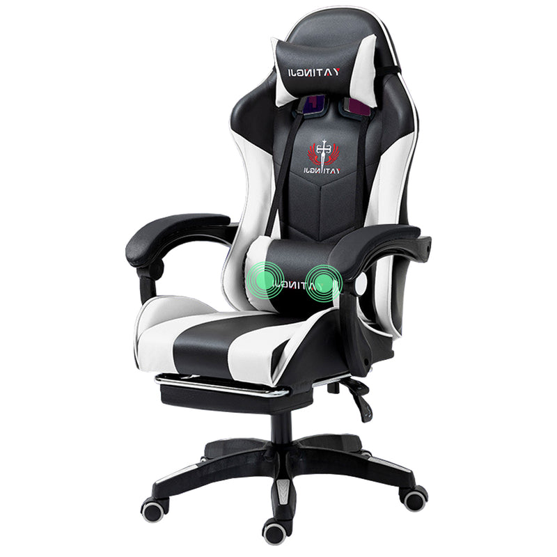Load image into Gallery viewer, PORIYA Gaming Office Chairs 2-Points Massage Racing RGB LED Leather w/ Footrest