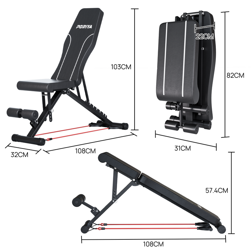 Load image into Gallery viewer, PORIYA Adjustable Weight Abdominal Bench Sit-Up Back Support Fitness Flat Gym Exercise
