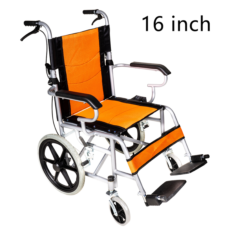 Load image into Gallery viewer, 16" Foldable Wheelchair Park Brakes Lightweight Soft for Elderly and Disabled