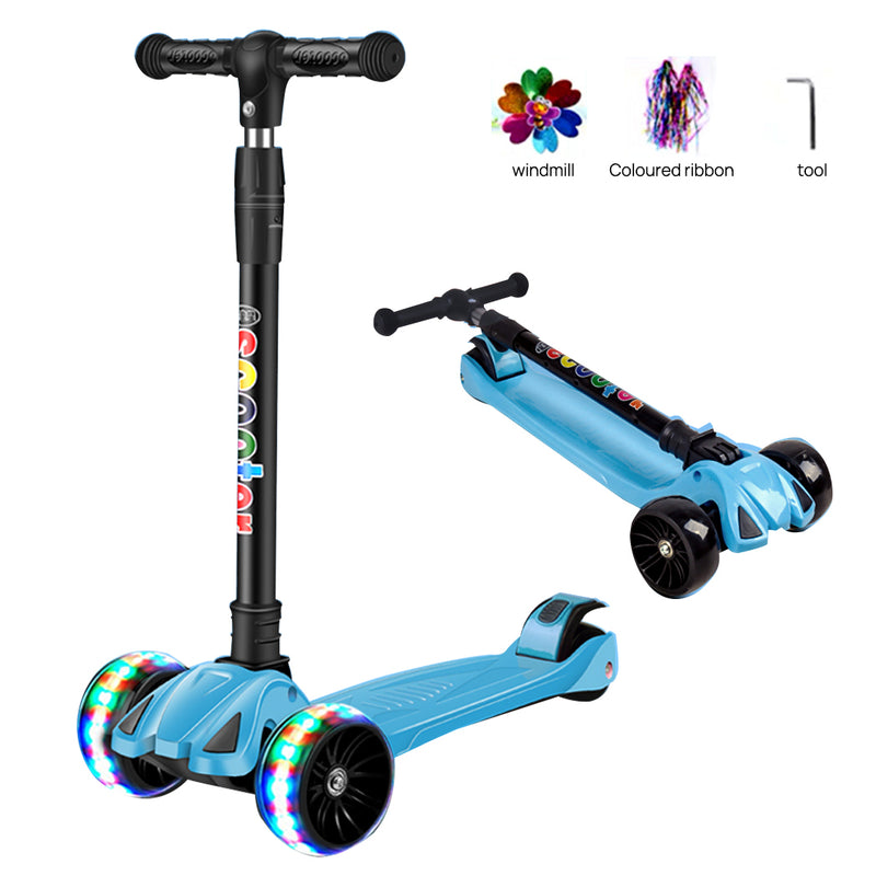 Load image into Gallery viewer, PORIYA Foldable Kids Scooter Adjustable Height Flashing LED Lights 3 Wheels Kick Push