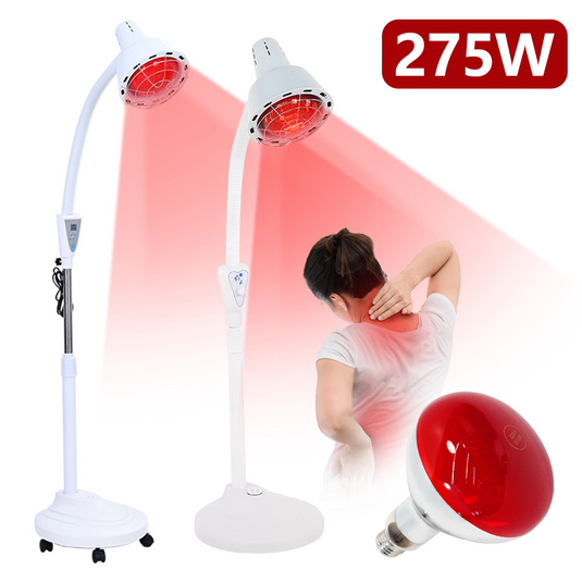 PORIYA 275W Infrared Heat Lamp Light Floor Stand Therapeutic Therapy Pain Relief E27