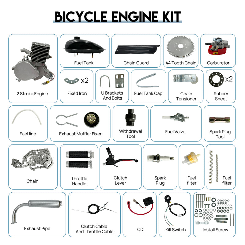 Load image into Gallery viewer, PORIYA 100CC 2 Stroke Bicycle Engine Motor Kit for Motorized Push Bike Petrol Gas
