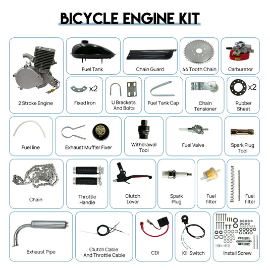 PORIYA 100CC 2 Stroke Bicycle Engine Motor Kit for Motorized Push Bike Petrol Gas