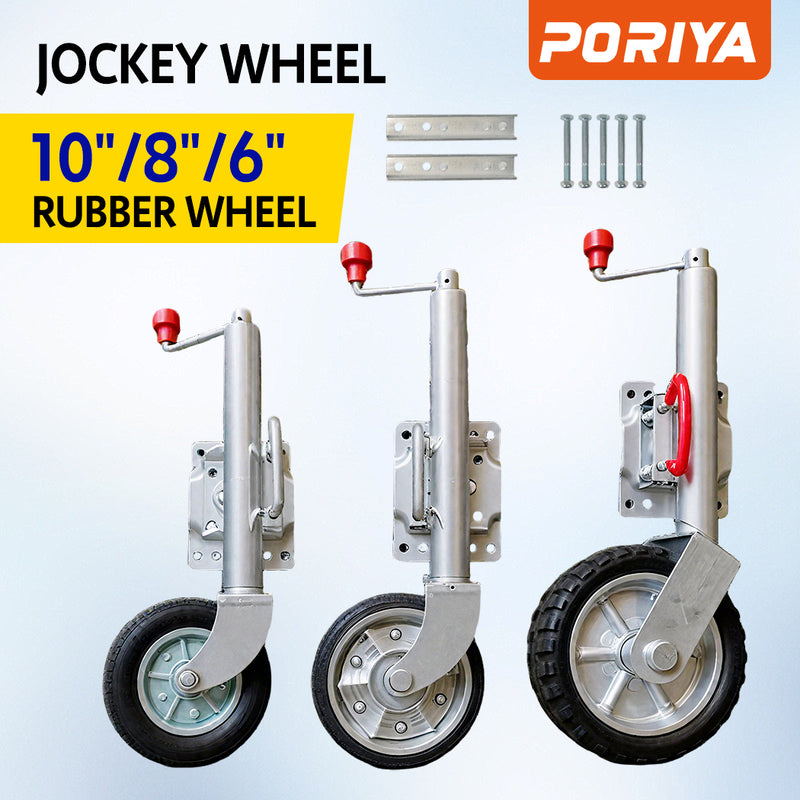 Load image into Gallery viewer, PORIYA 6'' 8'' 10" Jockey Wheel Swing Up Solid Wheel 1000kg Caravan Boat Trailer
