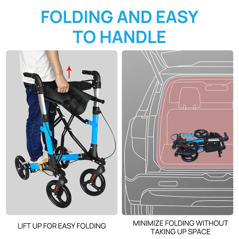 Load image into Gallery viewer, Rollator Walker Aluminium Foldable Walking Frame Mobility Aid Rollator 4 Wheels
