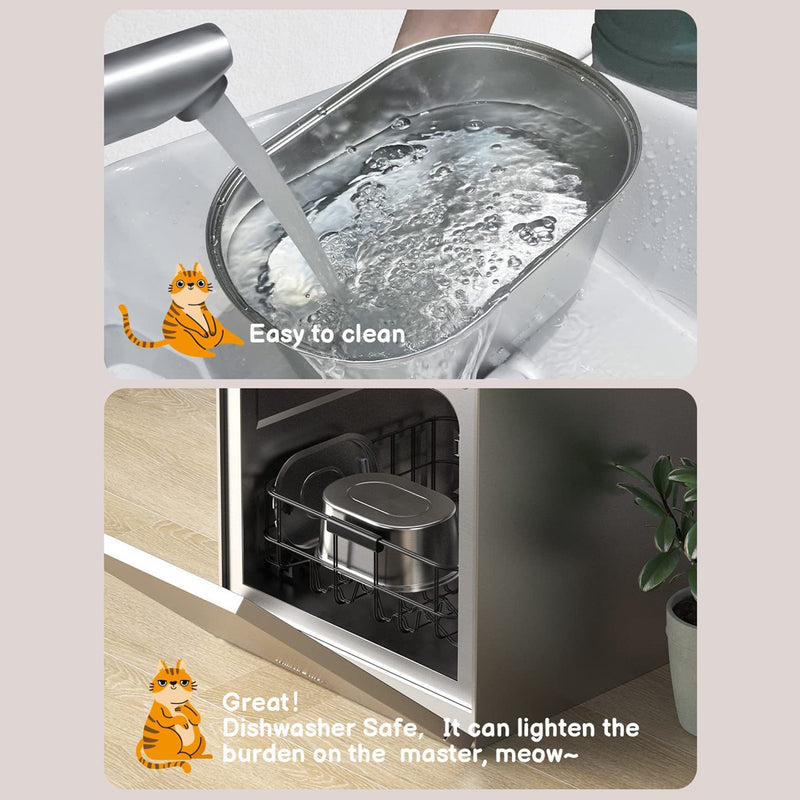 Load image into Gallery viewer, PORIYA 304 Stainless Steel Water Fountain Pet Dog Cat Drinking Dispenser Filter Feeder
