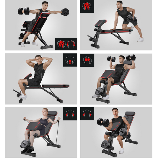 PORIYA Foldable Gym Weight Bench Dumbbell Bench w/ Leg Lift Home Gym Storage