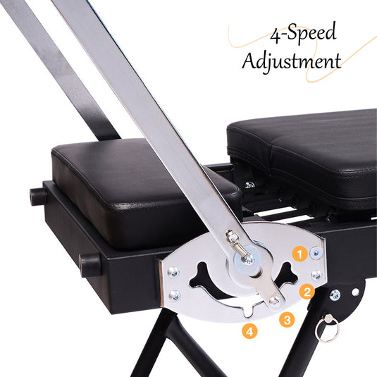 Foldable Pilates Reformer Workout Latex resistance Machine Exercise Yoga Black