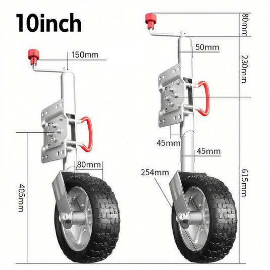 PORIYA 6'' 8'' 10" Jockey Wheel Swing Up Solid Wheel 1000kg Caravan Boat Trailer