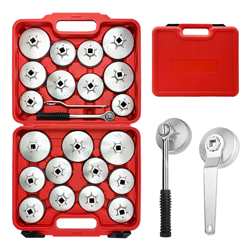 Load image into Gallery viewer, PORIYA 23-Piece Aluminium Oil Filter Wrench cup Removal Socket Remover Tool Set Kit
