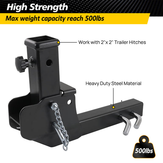 PORIYA Trailer Hitch Folding 2" Trailer Hitch 500LB Capacity Shank Mount Cargo Adapter