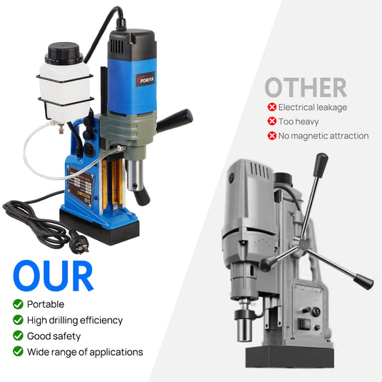 PORIYA Magnetic Drill 1450W 12500N Portable Mag Drill Press 850RPM