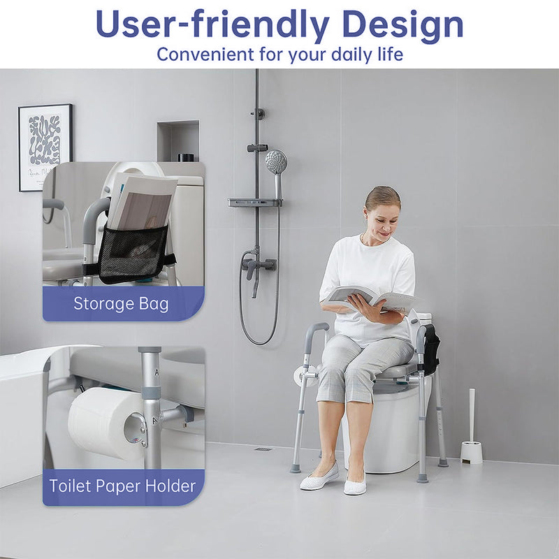 Load image into Gallery viewer, PORIYA Raised Toilet Seat 17"-24" 450 lbs Universal Toilet Riser for Elderly
