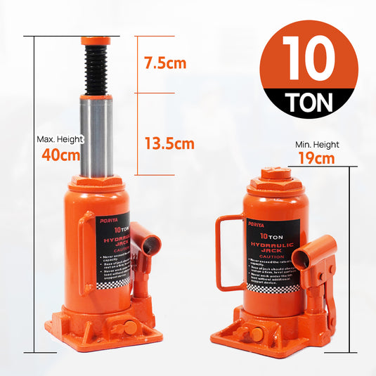 PORIYA 10/12/20 Ton Bottle Jack Hydraulic Lifter Heavy Duty Car Safety Valve 4WD