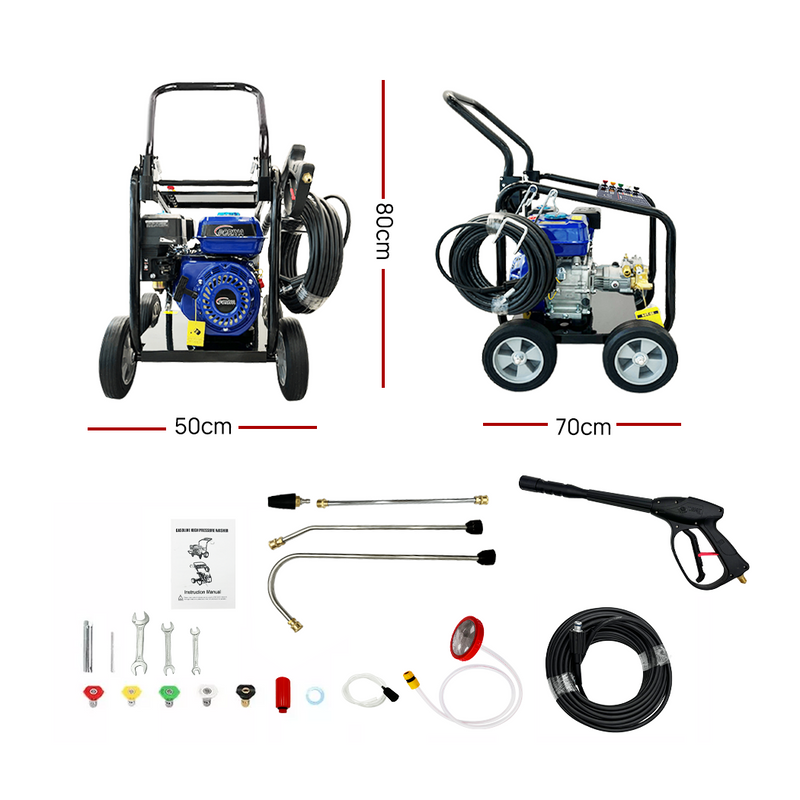 Load image into Gallery viewer, PORIYA 4800 Psi High Pressure Water Cleaner Electric Washer Gurney 10Hp Petrol 20M Hose
