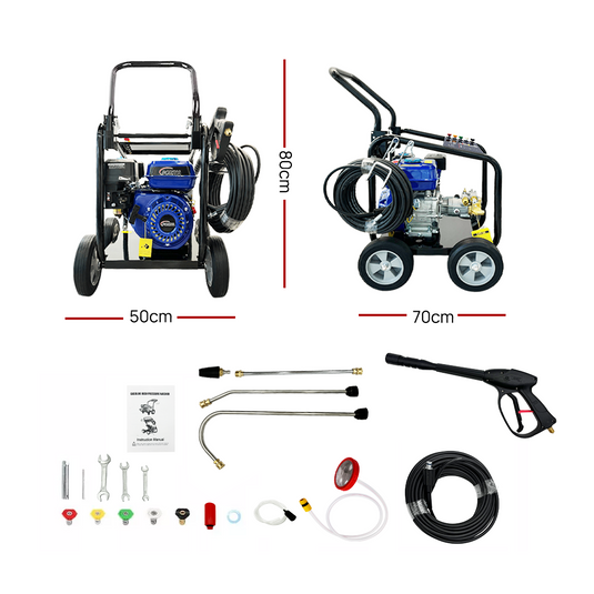 PORIYA 4800 Psi High Pressure Water Cleaner Electric Washer Gurney 10Hp Petrol 20M Hose