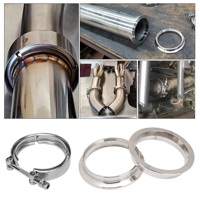 Load image into Gallery viewer, PORIYA 3" inch 76mm V-Band Vband Clamp Stainless Steel Flange Exhaust Pipe Tailpipe 2x
