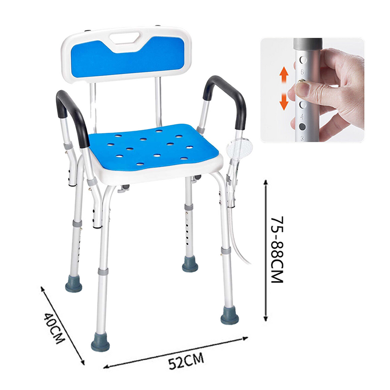 Load image into Gallery viewer, Shower Chair Bath Bench Arms Back for Inside Tub Adjustable Height 400lbs
