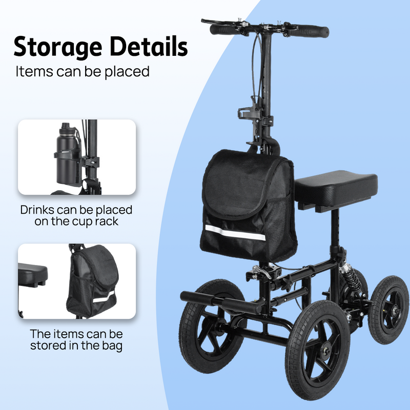 Load image into Gallery viewer, PORIYA Foldable Knee Walker Scooter Mobility Alternative Crutches Wheelchair w/ Basket
