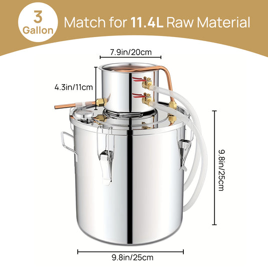 PORIYA Alcohol Distiler 12/19/30/50L Water Wine Brew Copper Coil Moonshinestill w/ Pump