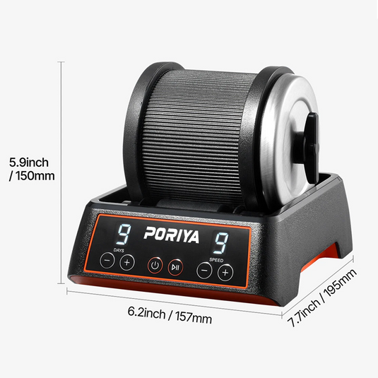 PORIYA Rock Tumbler Machine Kit Rock Polisher 9 Speeds 9-Day Timer with Grits