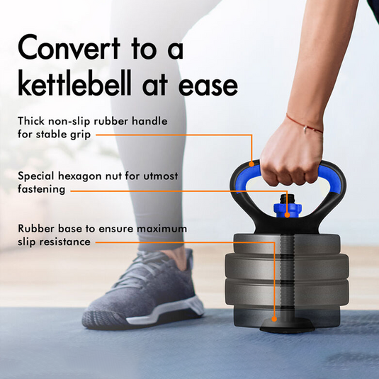 PORIYA 40kg Dumbbell Set Adjustable Barbell Kettlebell Home Gym Fitness