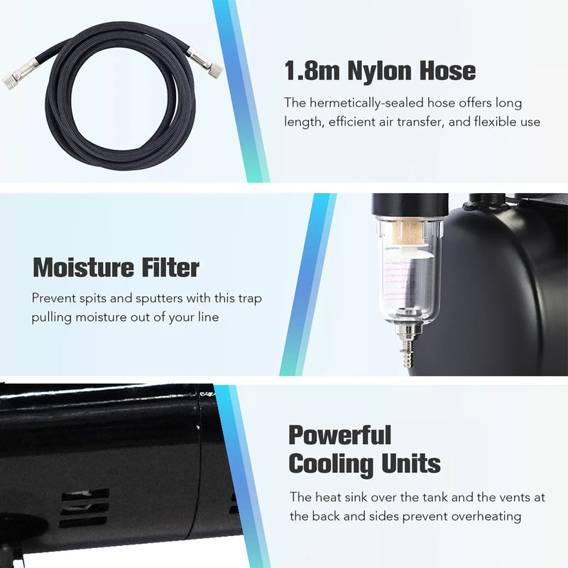 Load image into Gallery viewer, PORIYA Airbrush Compressor W/ 3L Air Tank Dual Action Paint Airbrush Spray Gun Nail Set
