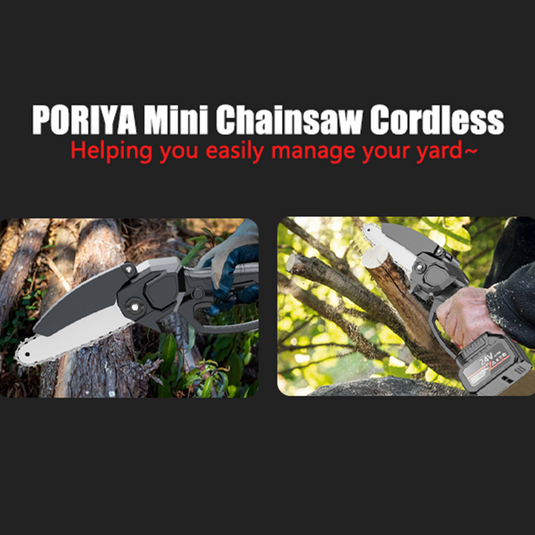 Mini Cordless Handheld Electric Chainsaw Wood Cutter Rechargeable 2 Battery