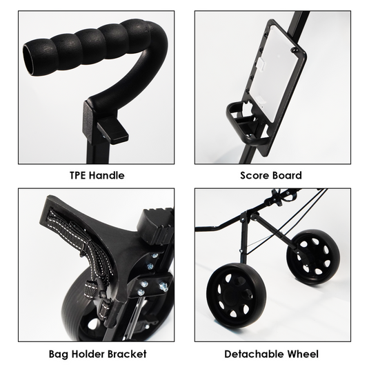 PORIYA Golf Buggy Quick Folding Trolley Golf Cart Trolley 2 Wheels Cup Holder