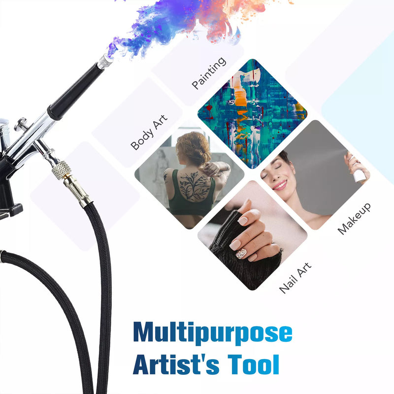 Load image into Gallery viewer, PORIYA Airbrush Compressor W/ 3L Air Tank Dual Action Paint Airbrush Spray Gun Nail Set
