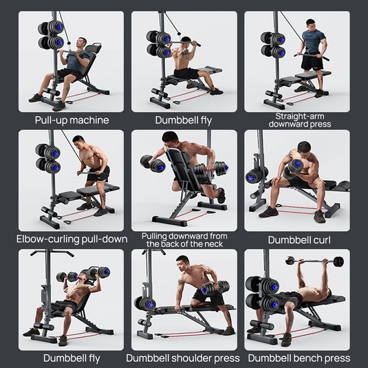 PORIYA 9In1 Foldable Adjustable Weight Bench Fitness Bench Adjustable Bench Gym