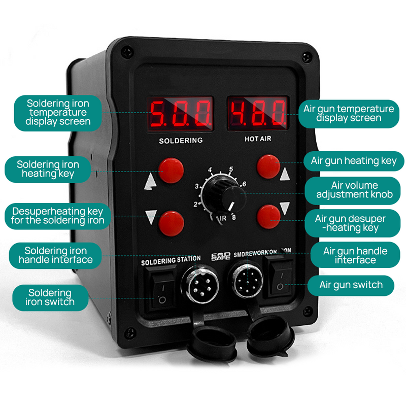 Load image into Gallery viewer, PORIYA 700W Solder Rework Station 2 in 1 Soldering Iron Kit Hot Air Heat Gun station
