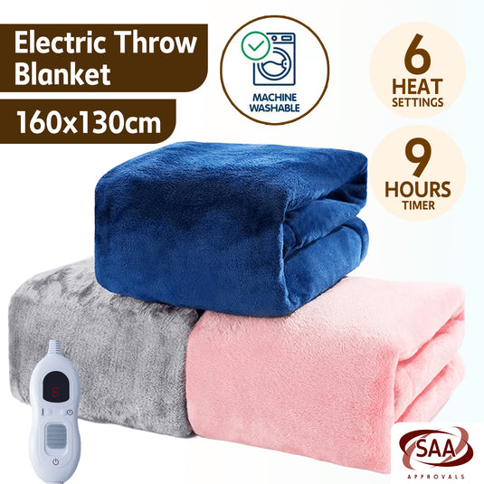 PORIYA Electric Heated Throw Heated Blanket Warm Washable Flannel Heating Blanket