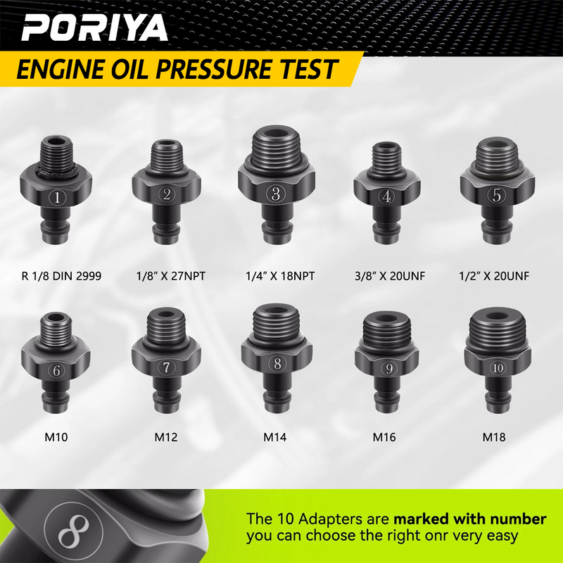 Load image into Gallery viewer, PORIYA 12pcs Engine Oil Pressure Test Tool Kit Tester Gauge Diagnostic Auto Tools set
