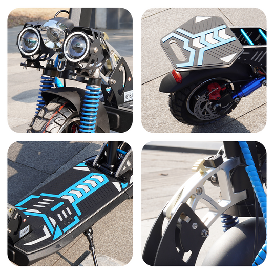 PORIYA NEW Electric Scooter w/RGB Light 2000W 50KM/H Foldable Adult Off Road E-Bike