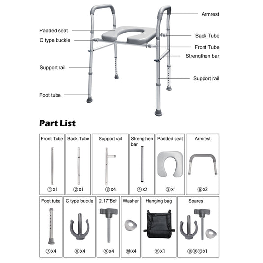 PORIYA Raised Toilet Seat 17"-24" 450 lbs Universal Toilet Riser for Elderly