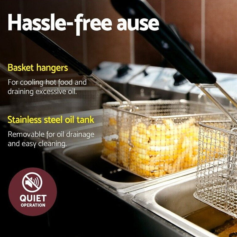 Load image into Gallery viewer, PORIYA Electric Deep Fryer 10L / 20L Commercial Bench Top Single Stainless Steel 2500W
