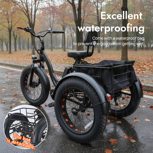 PORIYA 1500W Electric Tricycle escooter Urban City Bicycle Rechargeable 20" Fat Tyre