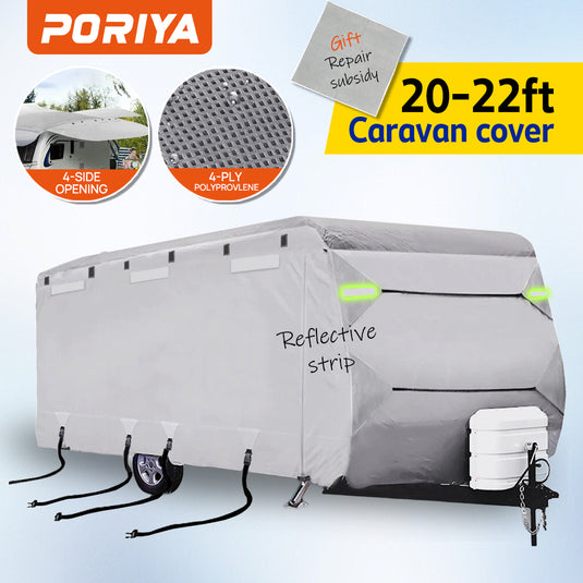 PORIYA 16-24ft Caravan Cover 4 Layer Campervan UV Resistant Waterproof With Bag
